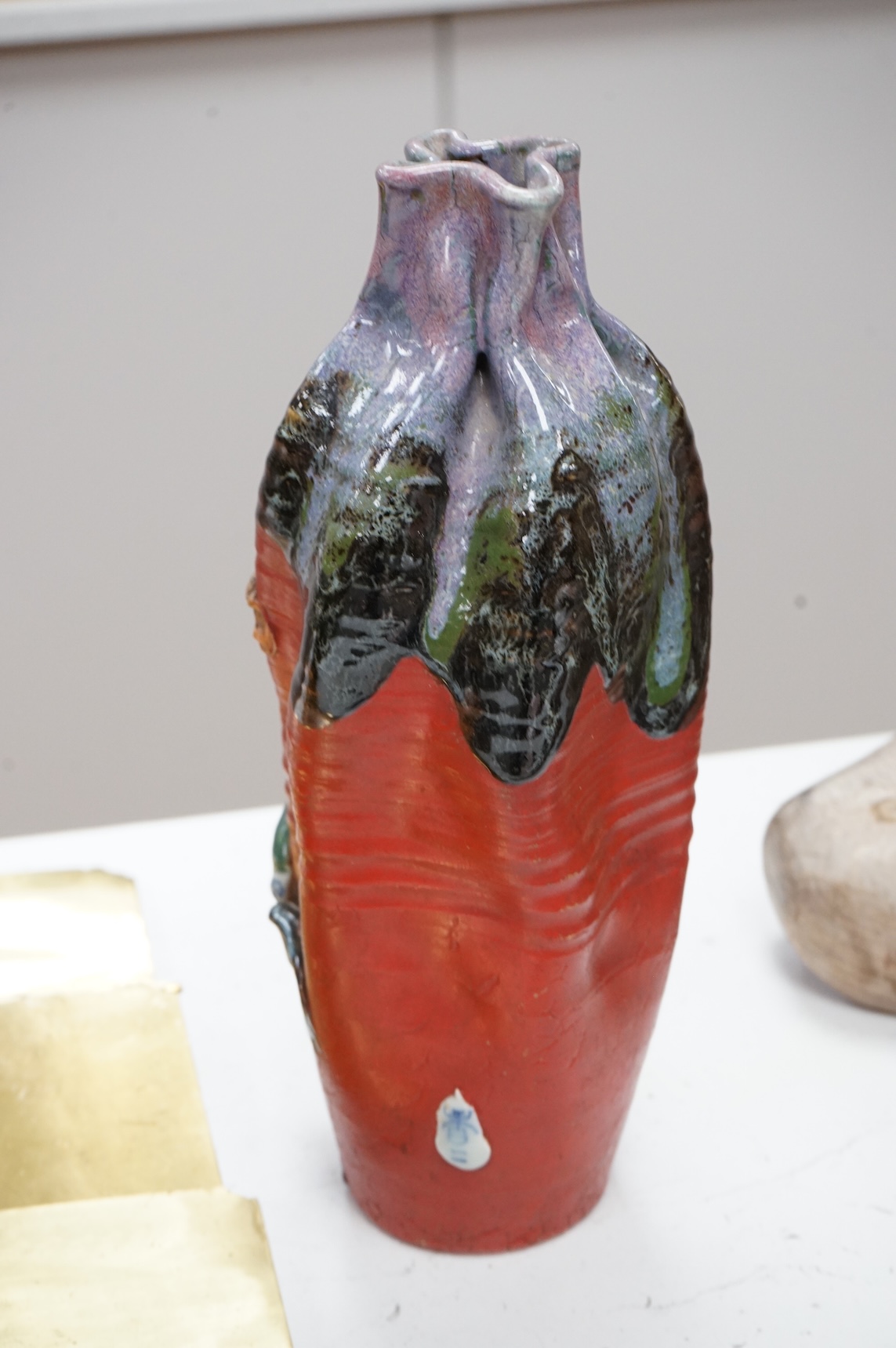 A Japanese Sumida pottery vase, 31cm high